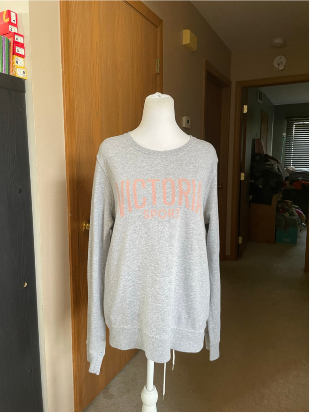 Women's Victoria Sport Grey & Peach Sweatshirt Size L